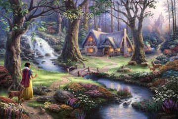 cottage cornfield Painting - Snow White Discovers the Cottage Thomas Kinkade